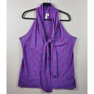 Sweet Pea Stacy Frati Purple/Red/Black Top Blouse Halter Neck tie sleeveless XL
